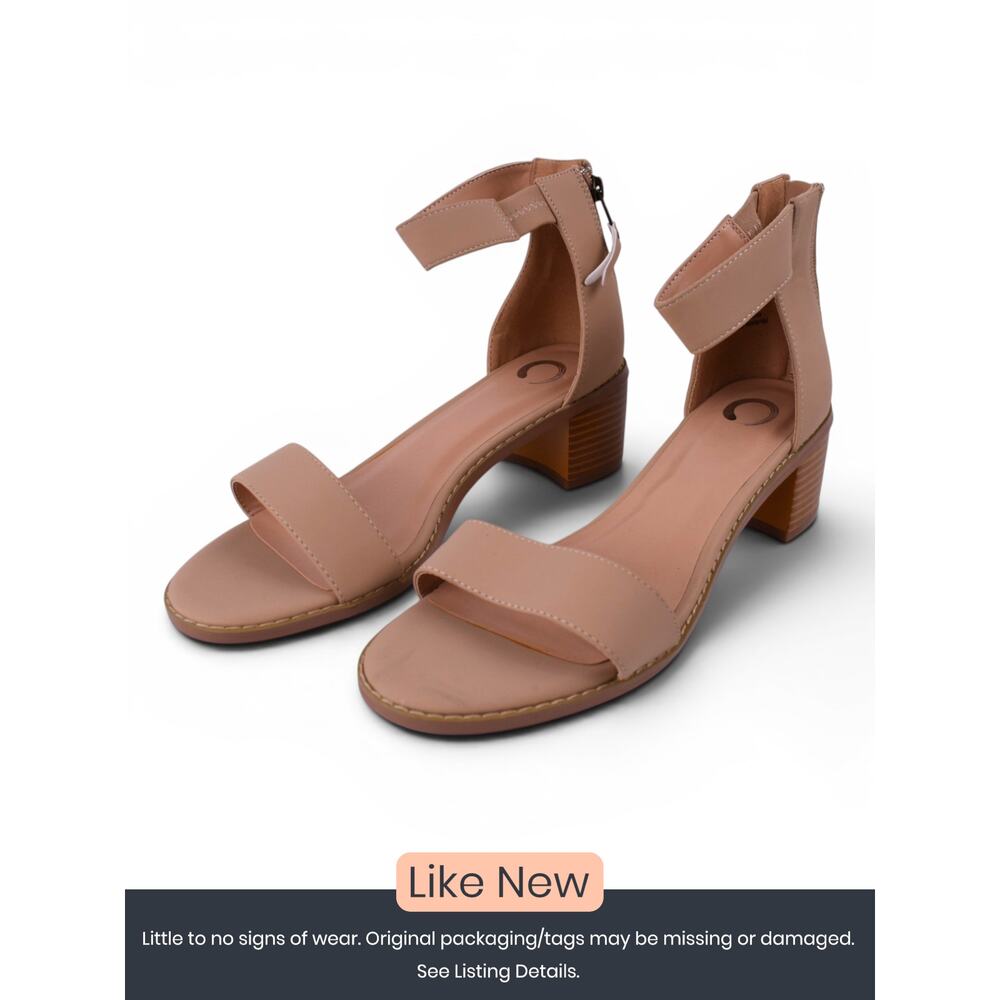 Journee Collection Tru Comfort Ankle Strap Block Heel Sandals Nude - Size 9